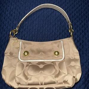 Coach Beige Shoulder Bag with Gold Accents